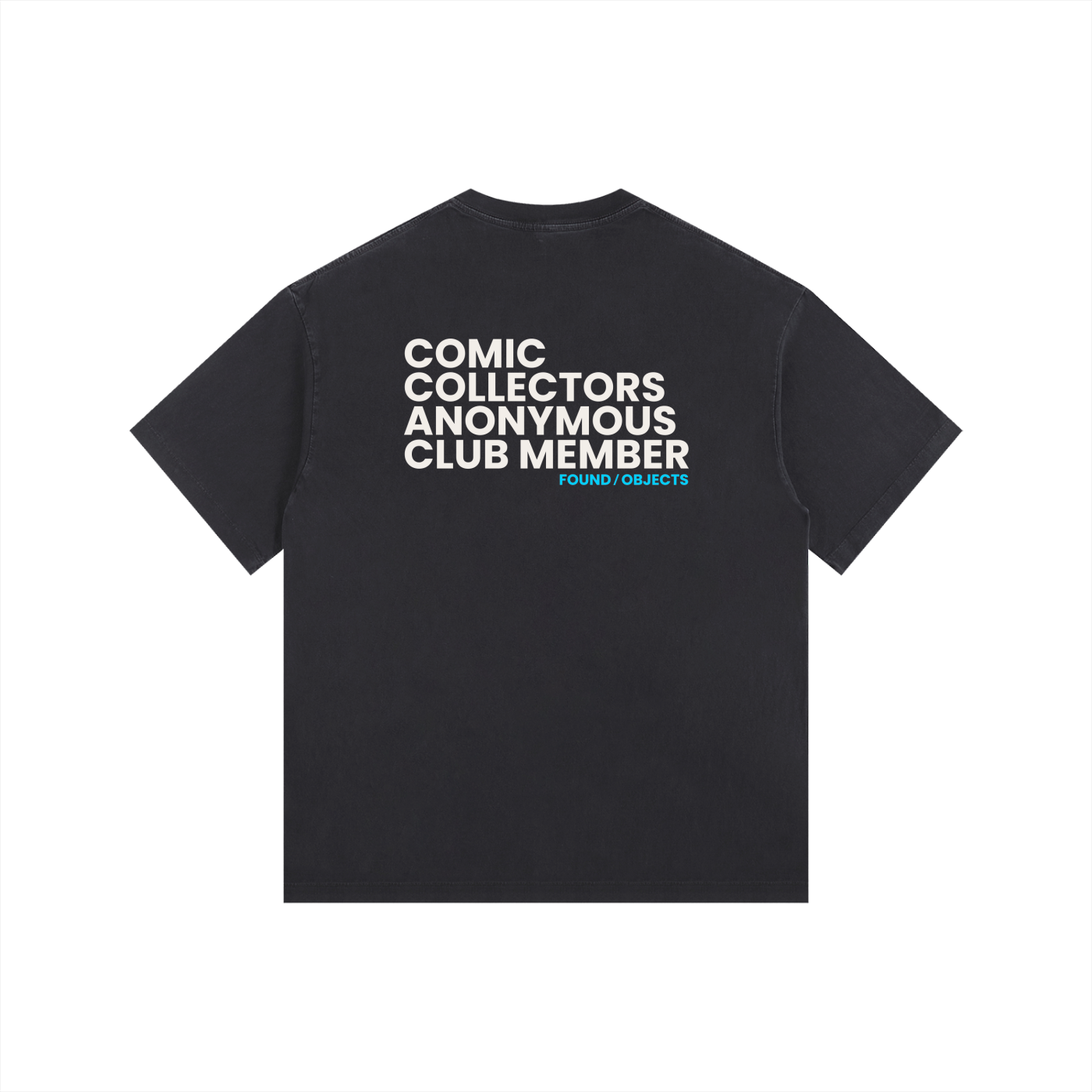 COMIC BOOK COLLECTORS ANONYMOUS CLUB MEMBER TEE VINTAGE WASH OVERSIZED FIT BLK/BBLUE