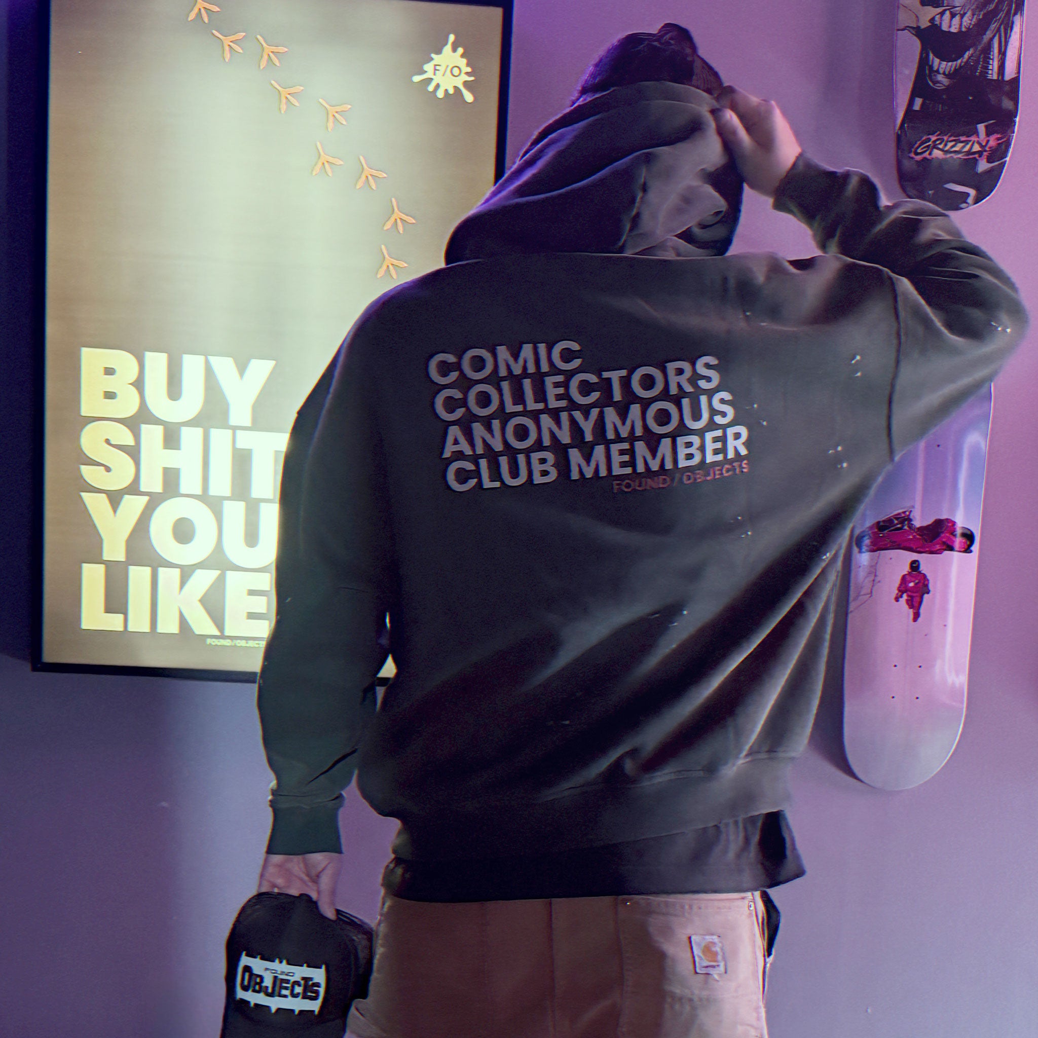COMIC BOOK COLLECTORS ANONYMOUS CLUB MEMBER HOODIE PINE GREEN